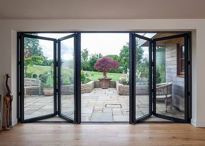 Internal Bi fold Black patio doors